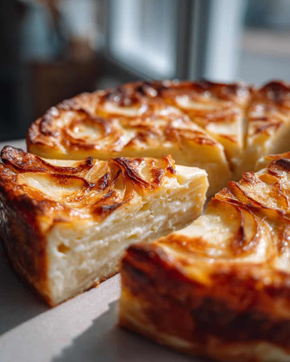 Easy Scalloped Potatoes Recipe With Milk: 1 Sinful Hour 7 Close-up of an easy scalloped potatoes recipe with milk, showing layers of potatoes and a golden-brown top.