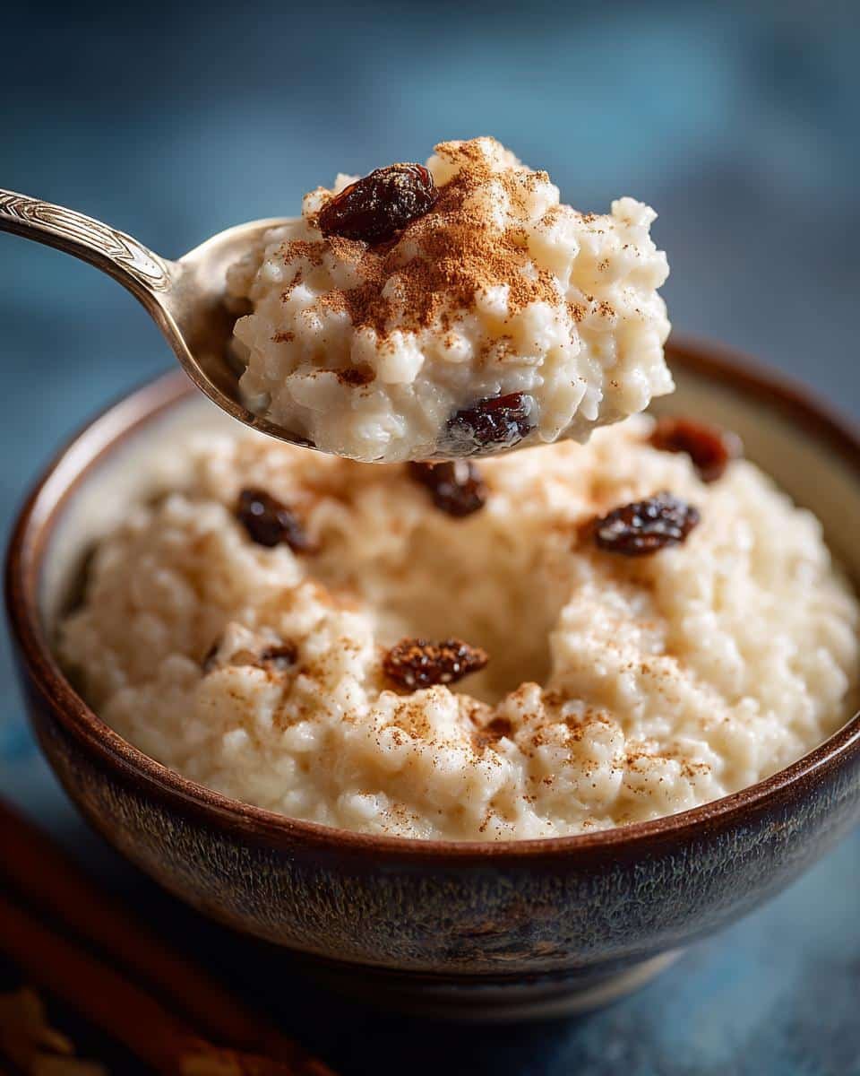 Mexican Rice Pudding Recipe Crockpot: Sinfully Easy 9 Creamy Mexican rice pudding recipe crockpot in a bowl, topped with cinnamon and raisins, served with a spoon.