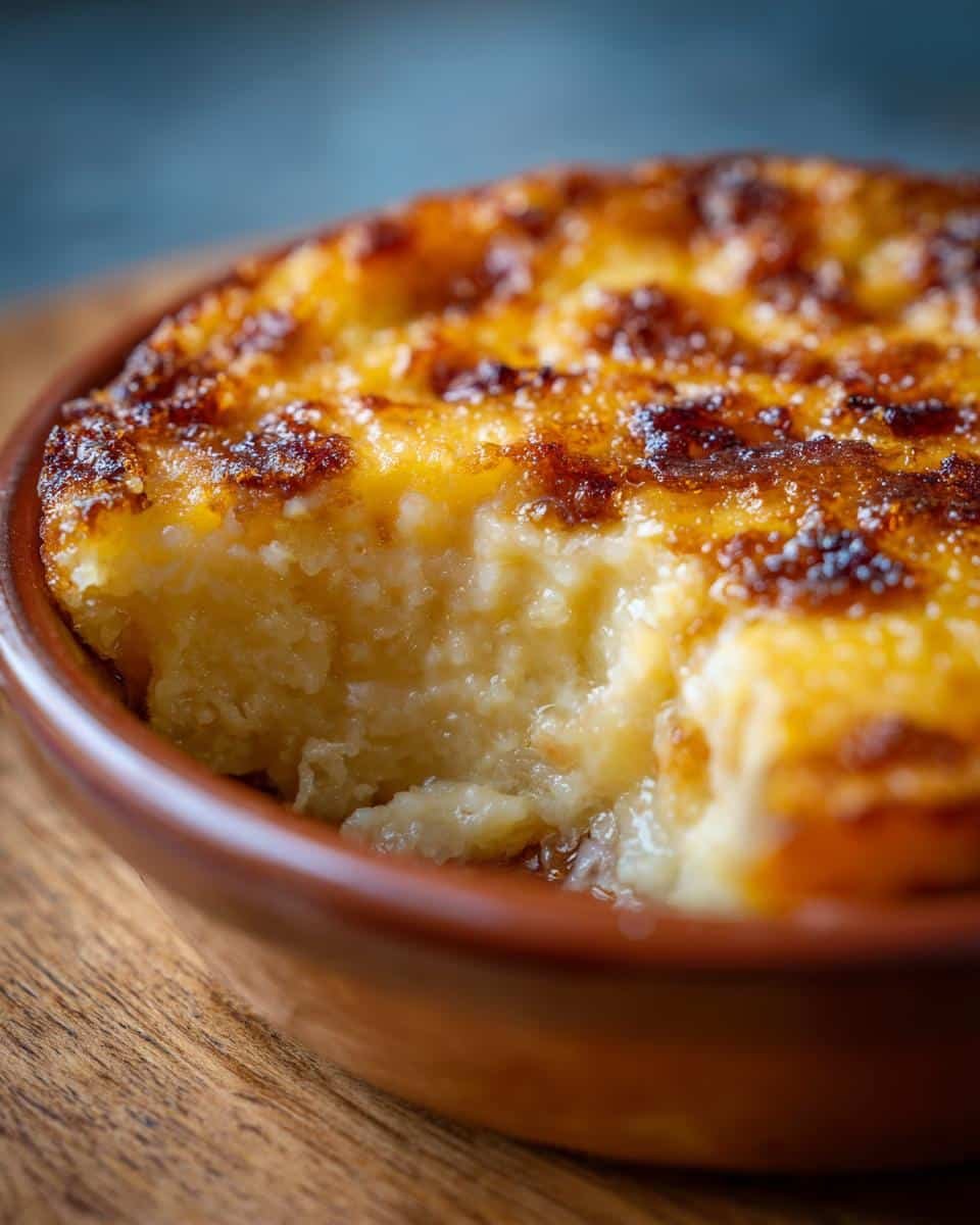 Mexican Rice Pudding Recipe Easy: Ditch the Sadness 8 Close-up of a creamy Mexican rice pudding recipe easy in a terracotta dish on a wooden surface.