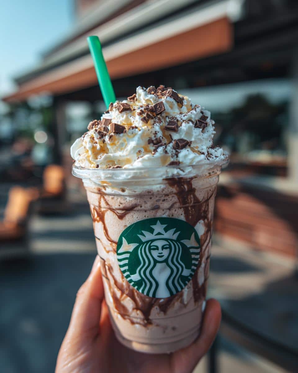 Starbucks Vanilla Bean Frappuccino Recipe: Foolproof 9 A Starbucks Vanilla Bean Frappuccino with whipped cream, chocolate drizzle, and chocolate shavings.